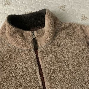 Mens Tan Sherpa Pullover Sweater
